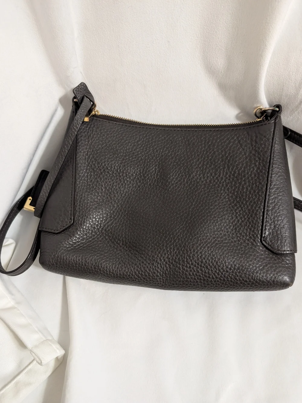 henri bendel Brown Pebbled Leather Crossbody with Gold Hardware
